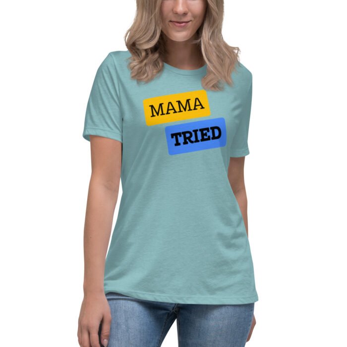 womens relaxed t shirt heather blue lagoon front 65b983bfbe85a - Mama Clothing Store - For Great Mamas