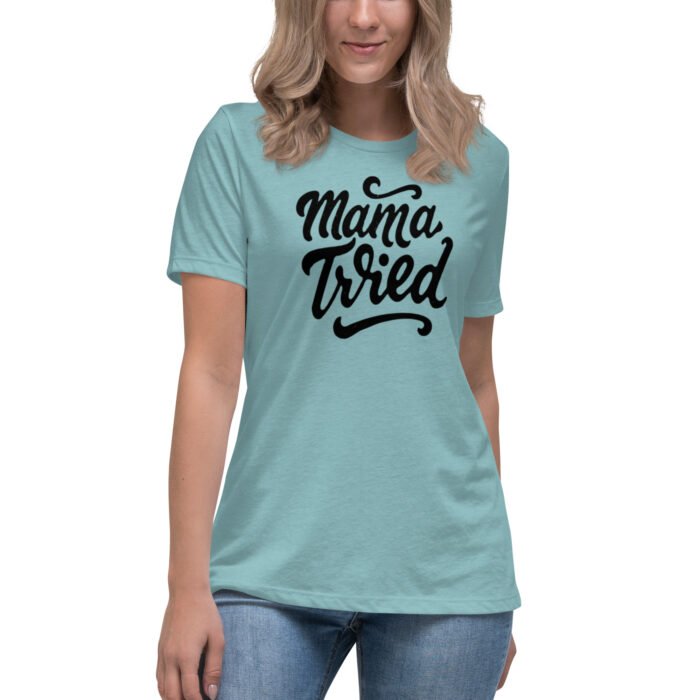womens relaxed t shirt heather blue lagoon front 65b98880d9247 - Mama Clothing Store - For Great Mamas