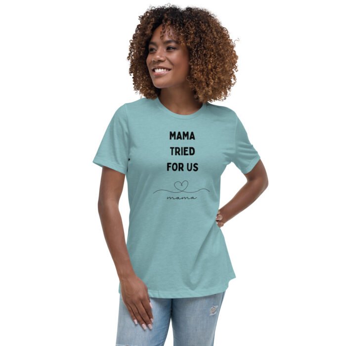 womens relaxed t shirt heather blue lagoon front 65b992a169a76 - Mama Clothing Store - For Great Mamas