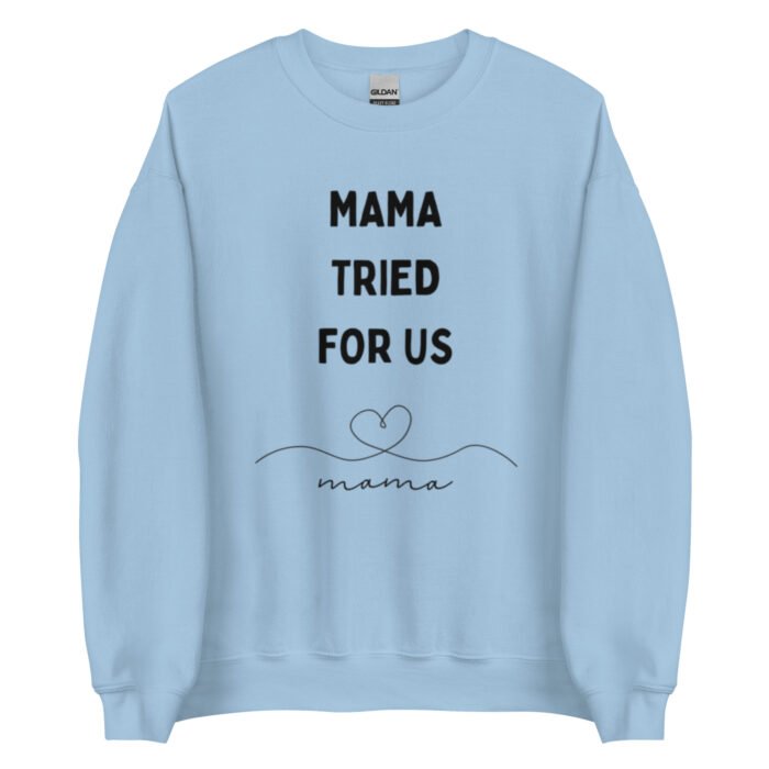 unisex crew neck sweatshirt light blue front 65d0b993d7784 - Mama Clothing Store - For Great Mamas