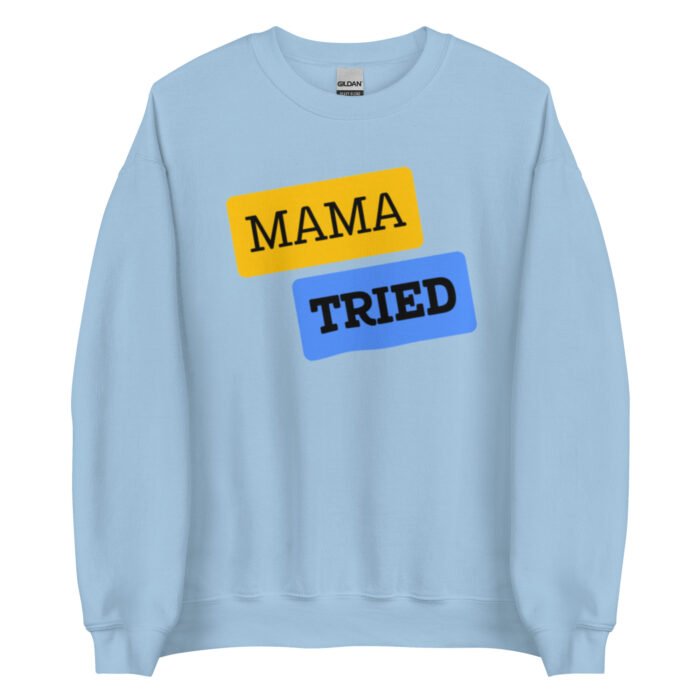 unisex crew neck sweatshirt light blue front 65d0ba49a0c65 - Mama Clothing Store - For Great Mamas