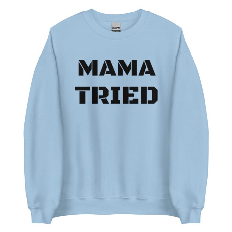 unisex crew neck sweatshirt light blue front 65d0bb3704f7c - Mama Clothing Store - For Great Mamas