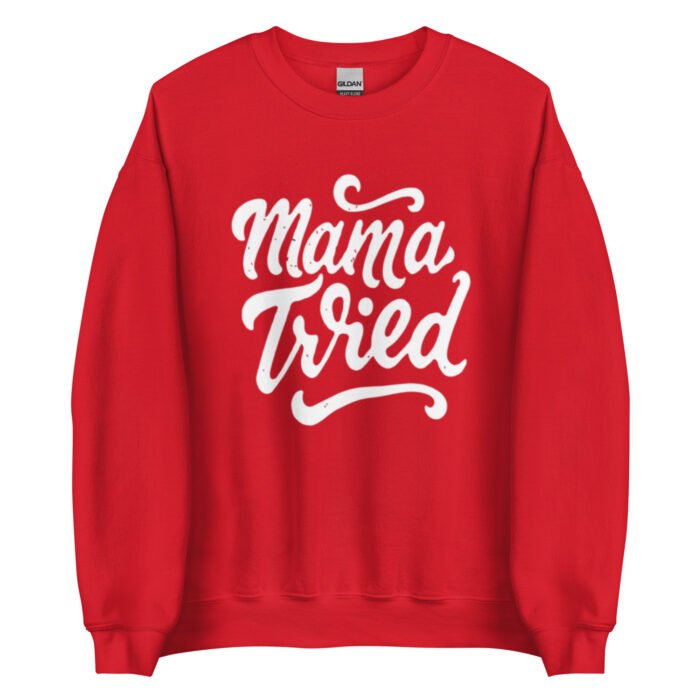 unisex crew neck sweatshirt red front 65d0b4e210744 - Mama Clothing Store - For Great Mamas