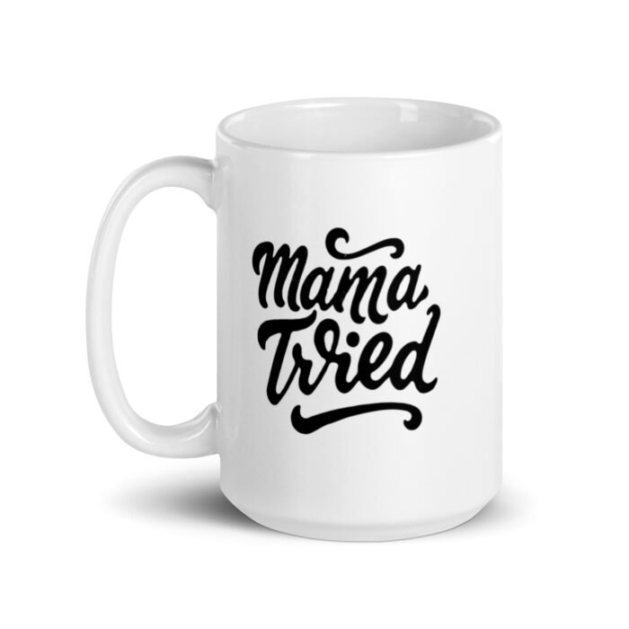white glossy mug white 15 oz handle on left 65d9e1d91d863 - Mama Clothing Store - For Great Mamas