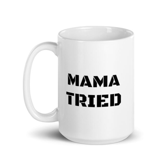 white glossy mug white 15 oz handle on left 65d9e5924c745 - Mama Clothing Store - For Great Mamas