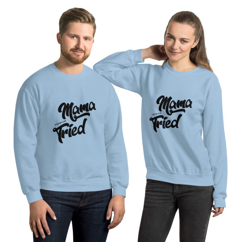 unisex crew neck sweatshirt light blue front 65f1b65e4d08b - Mama Clothing Store - For Great Mamas