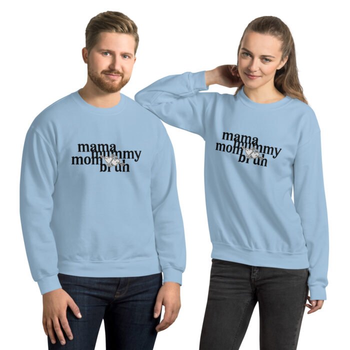 unisex crew neck sweatshirt light blue front 65fd4d5db76b6 - Mama Clothing Store - For Great Mamas
