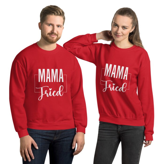 unisex crew neck sweatshirt red front 65f4027fc3113 - Mama Clothing Store - For Great Mamas