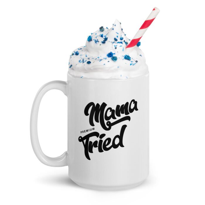 white glossy mug white 15 oz handle on left 65f1c59befc50 - Mama Clothing Store - For Great Mamas