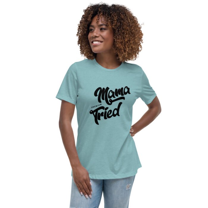 womens relaxed t shirt heather blue lagoon front 65f1acd770f3a - Mama Clothing Store - For Great Mamas