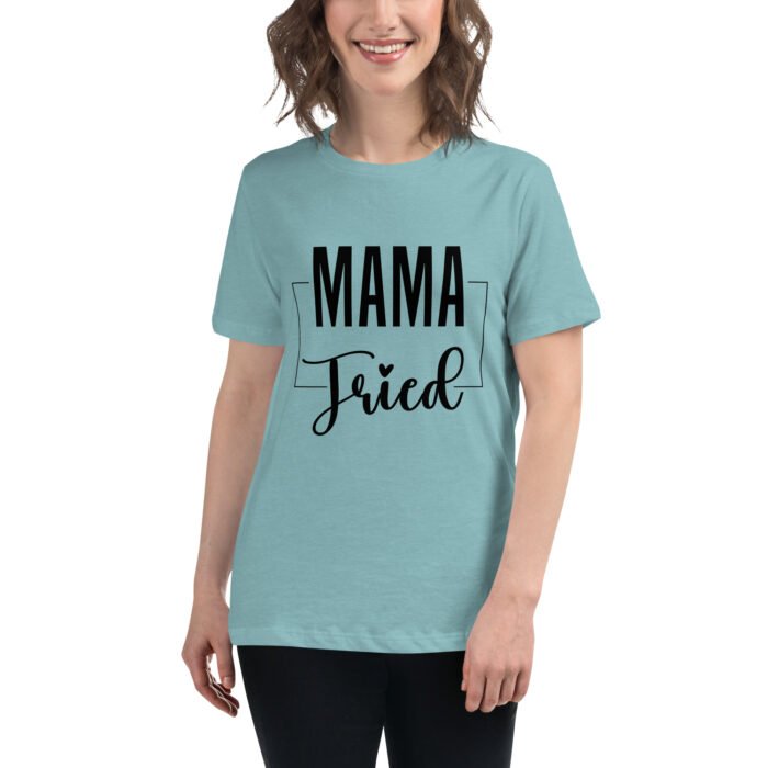 womens relaxed t shirt heather blue lagoon front 65f332957089e - Mama Clothing Store - For Great Mamas