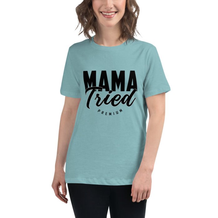 womens relaxed t shirt heather blue lagoon front 65f96e3c1b6e6 - Mama Clothing Store - For Great Mamas