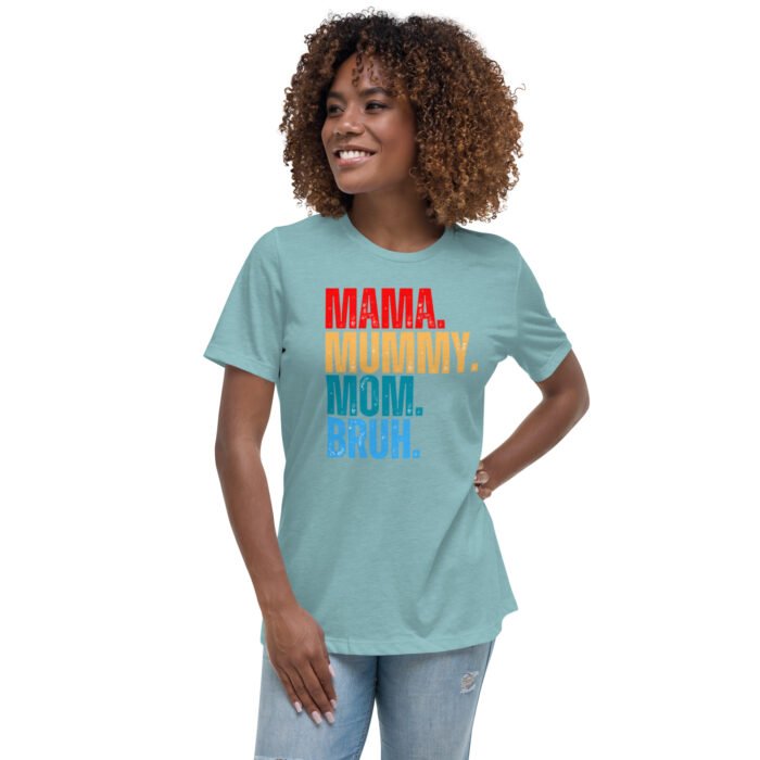 womens relaxed t shirt heather blue lagoon front 65fd95682564b - Mama Clothing Store - For Great Mamas