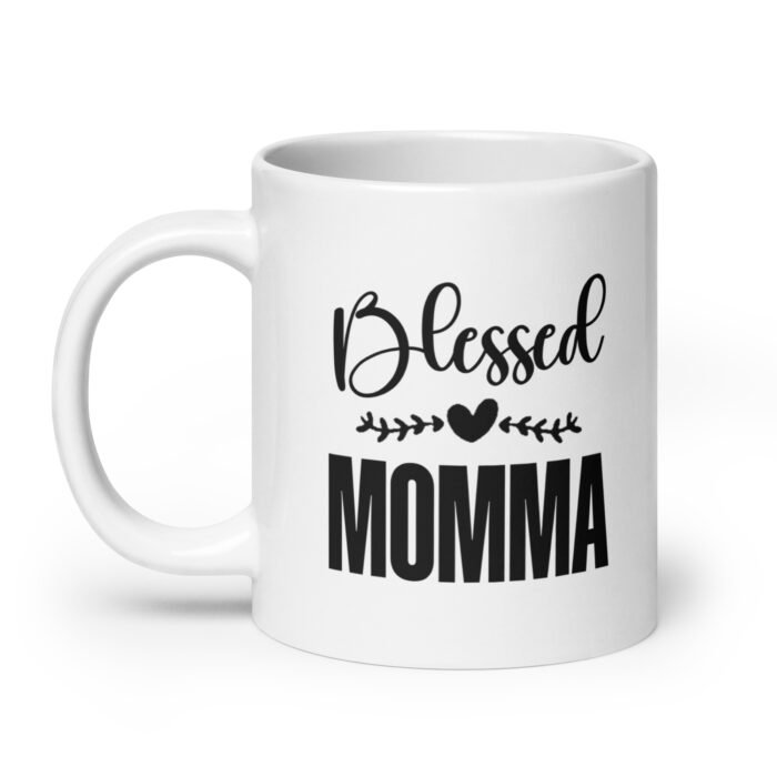 white glossy mug white 20 oz handle on left 661e436023d51 - Mama Clothing Store - For Great Mamas