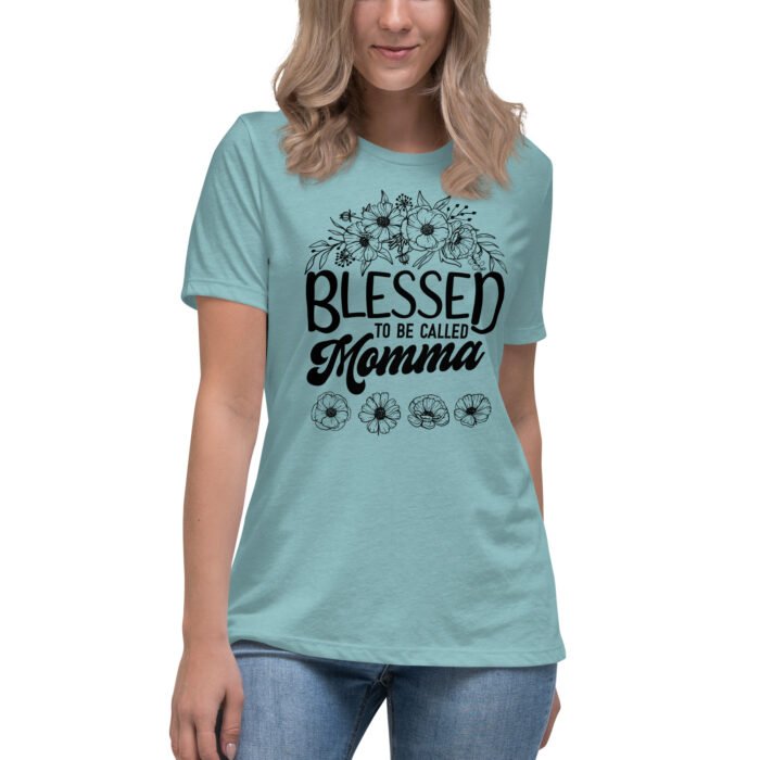 womens relaxed t shirt heather blue lagoon front 661932a460a6f - Mama Clothing Store - For Great Mamas