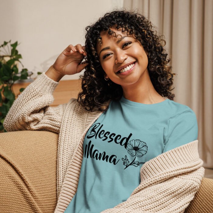 womens relaxed t shirt heather blue lagoon front 66193a600c599 - Mama Clothing Store - For Great Mamas