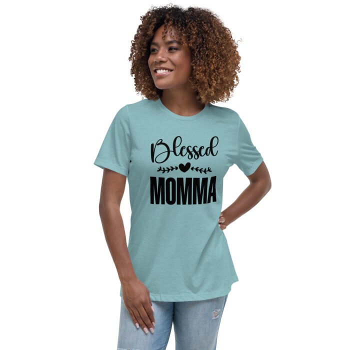 womens relaxed t shirt heather blue lagoon front 661d4c1513992 - Mama Clothing Store - For Great Mamas