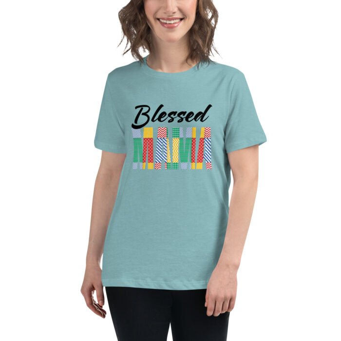 womens relaxed t shirt heather blue lagoon front 661e689040169 - Mama Clothing Store - For Great Mamas